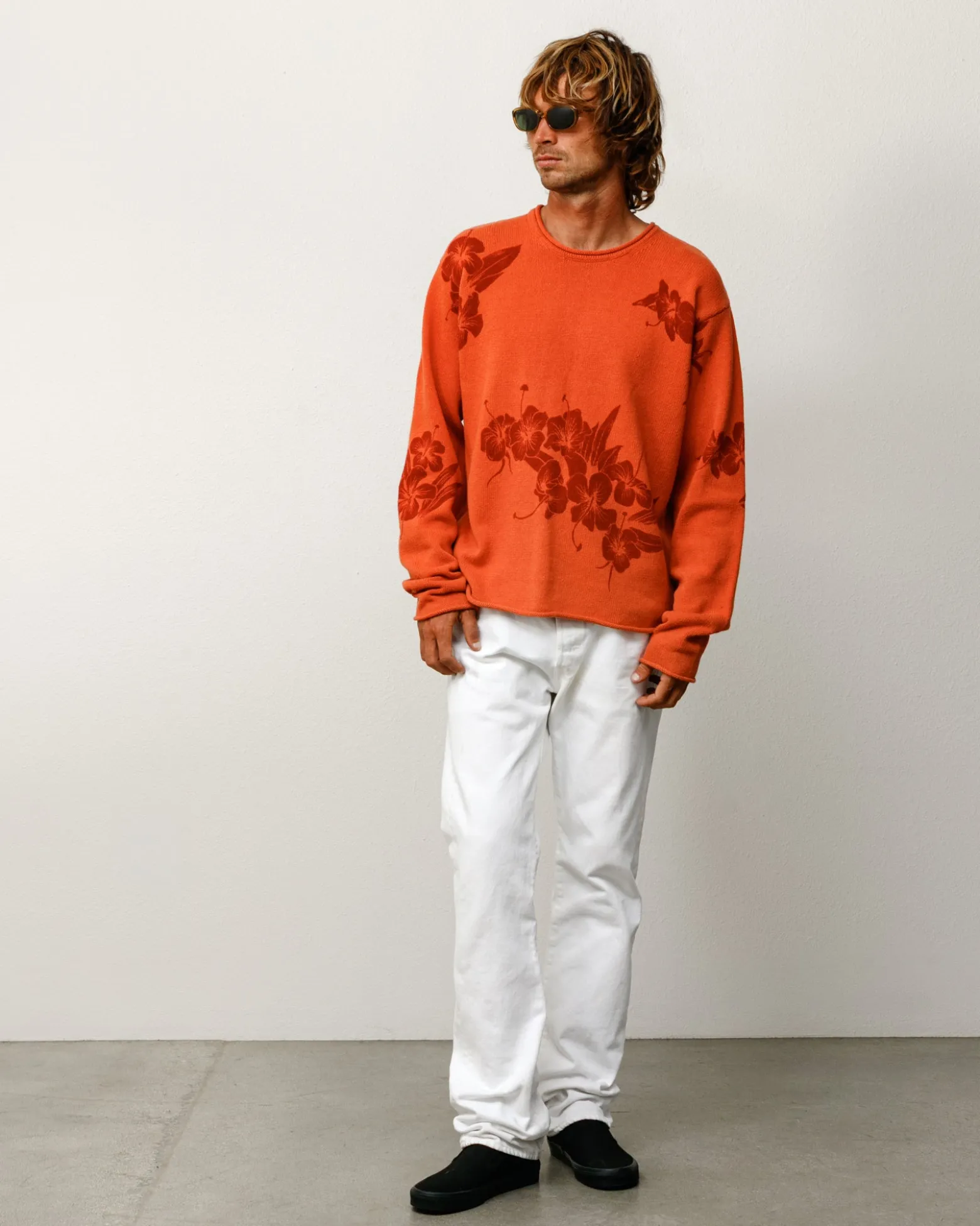 FLORAL ROLL NECK SWEATER