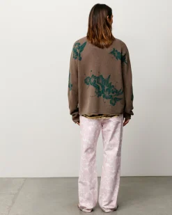 FLORAL ROLL NECK SWEATER