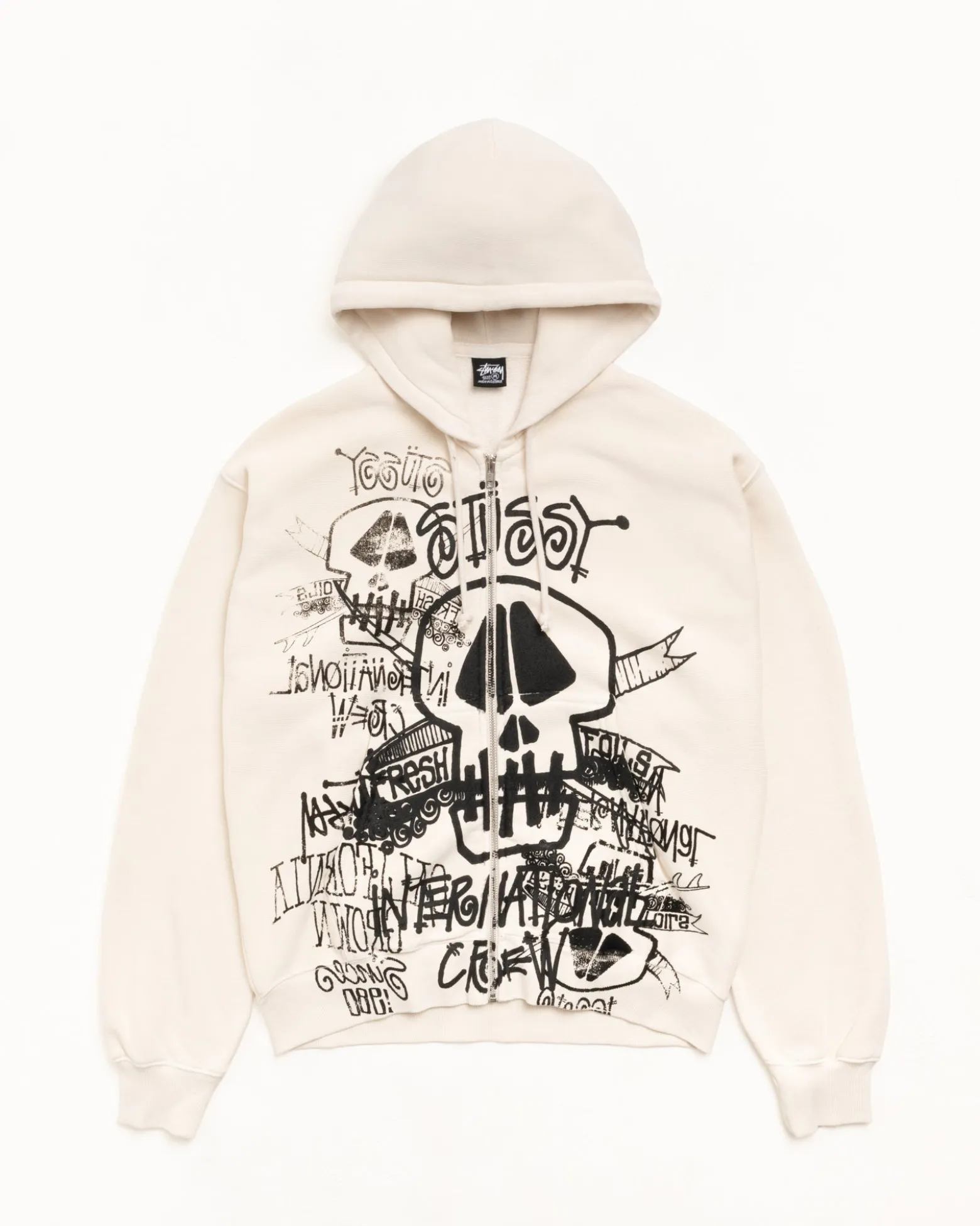 SKULLS ZIP HOODIE PIGMENT DYED