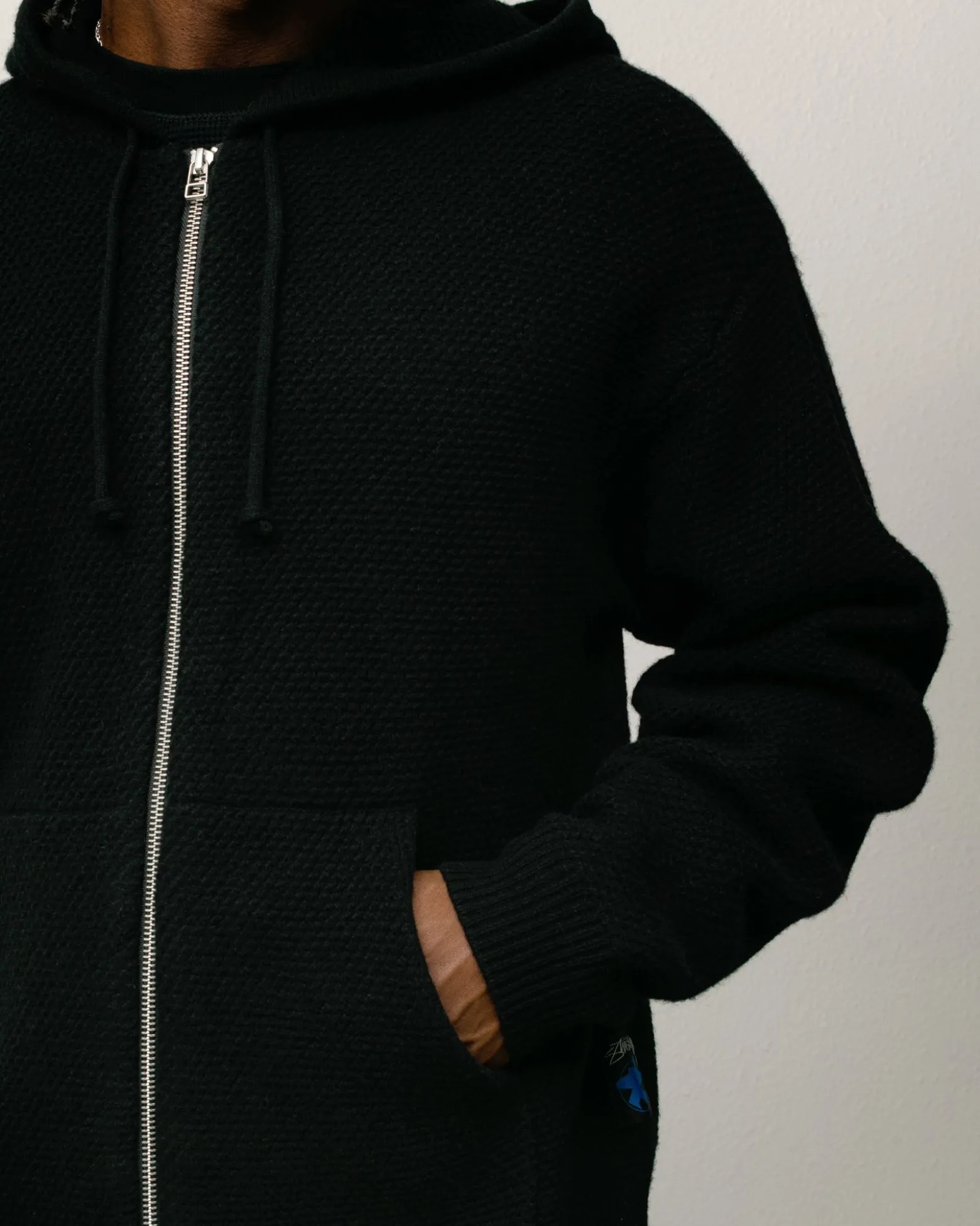 TEXTURED ZIP HOODED SWEATER
