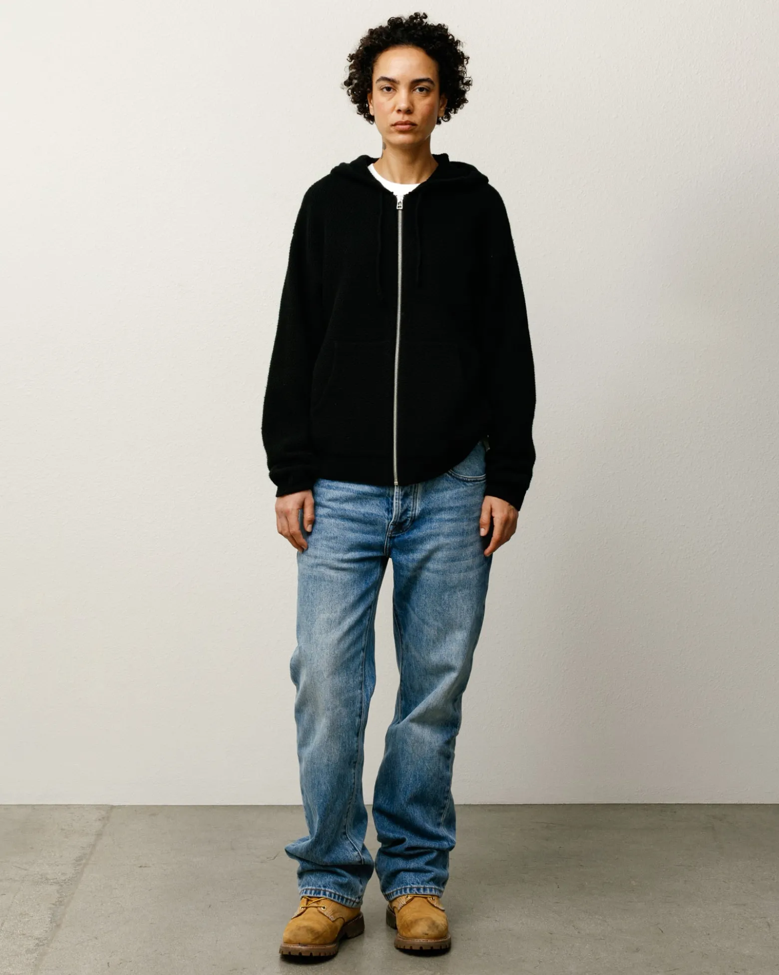 TEXTURED ZIP HOODED SWEATER