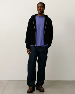 WAFFLE CASHMERE ZIP HOOD SWEATER