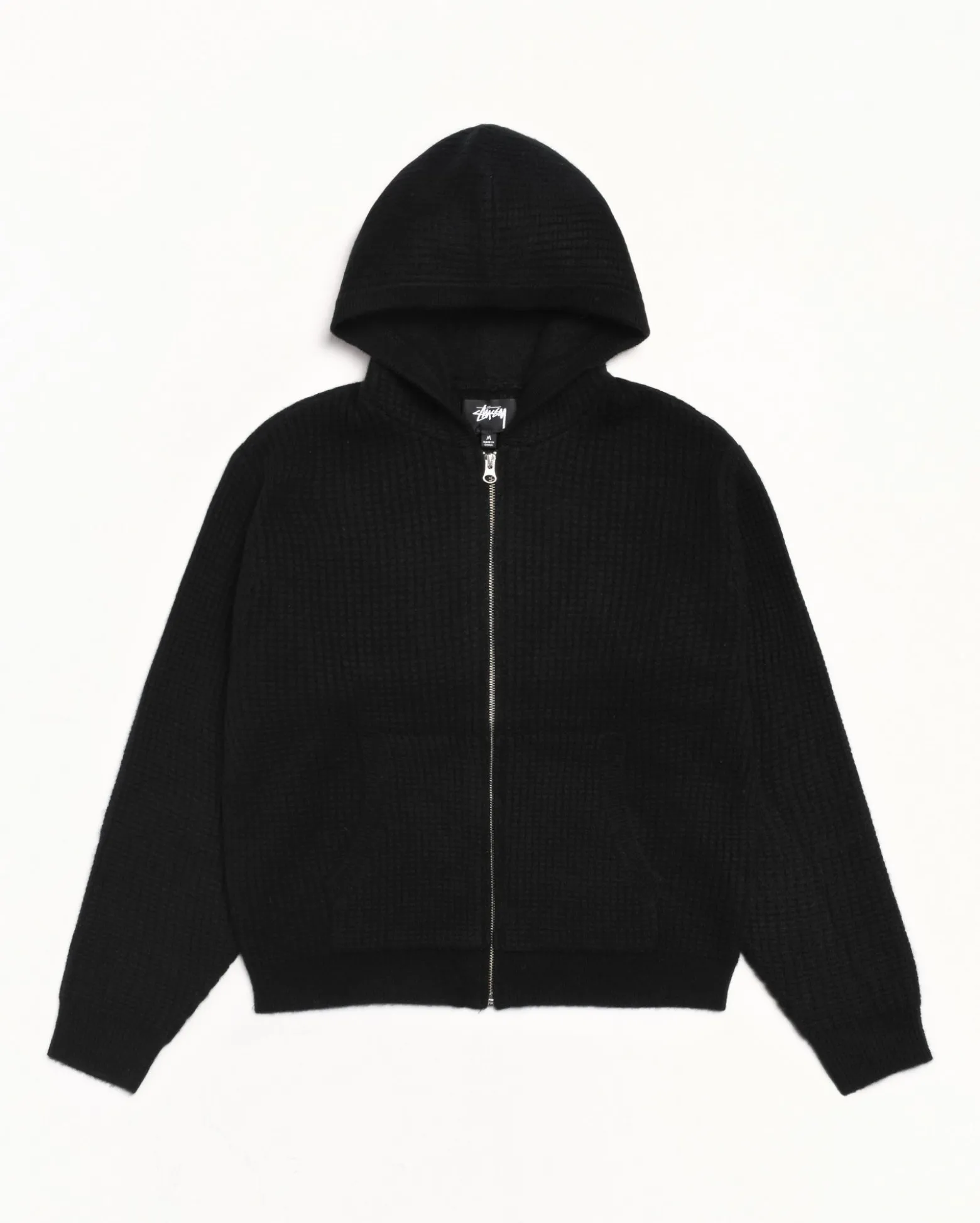 WAFFLE CASHMERE ZIP HOOD SWEATER