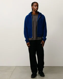WAFFLE CASHMERE ZIP HOOD SWEATER