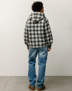 ZIP HOODED PLAID SHIRT
