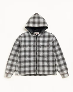 ZIP HOODED PLAID SHIRT
