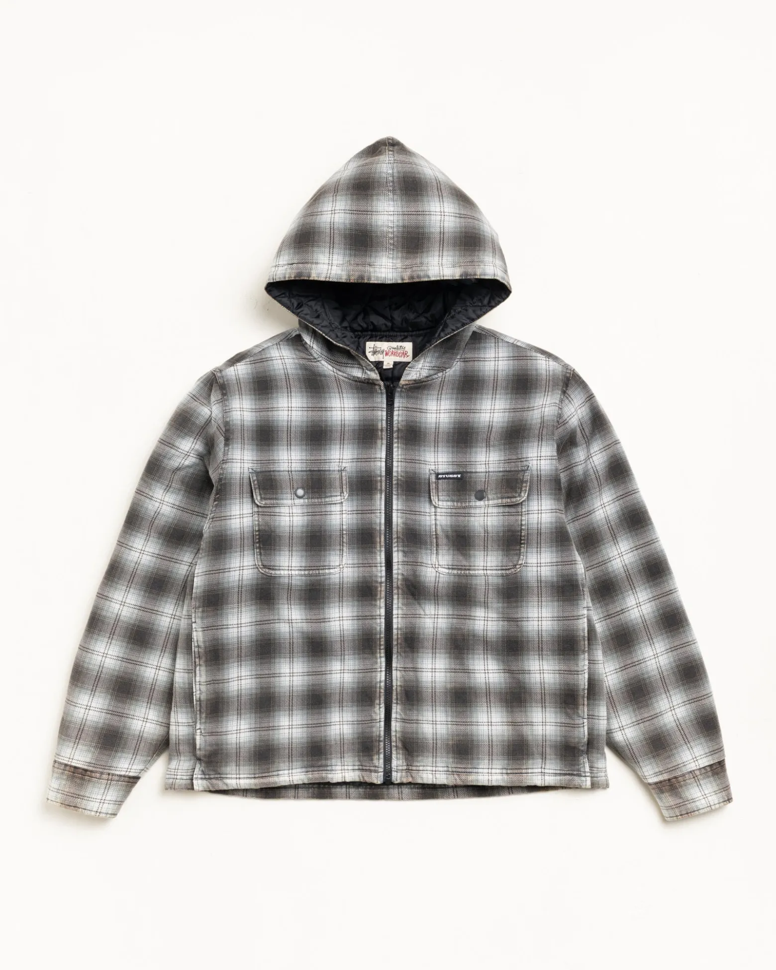 ZIP HOODED PLAID SHIRT